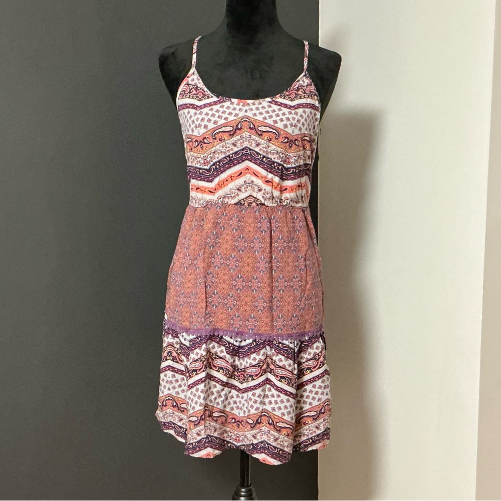 Patterned Purple and White Women's Dress